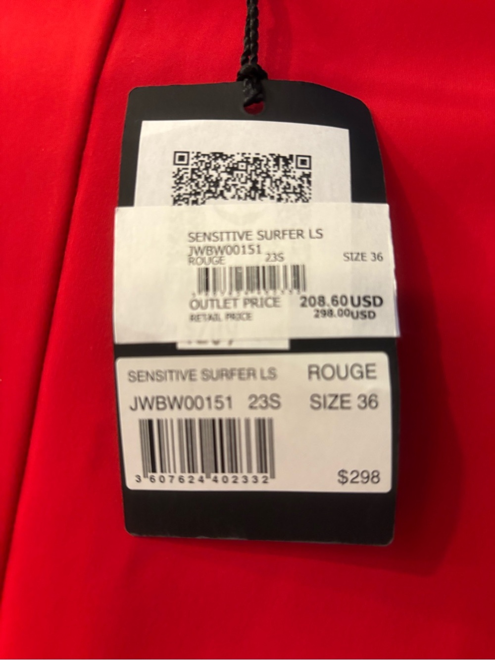 Zadig & Voltaire Red Long-Sleeve Zip-Front One-Piece Swimsuit - Picture 5 of 5